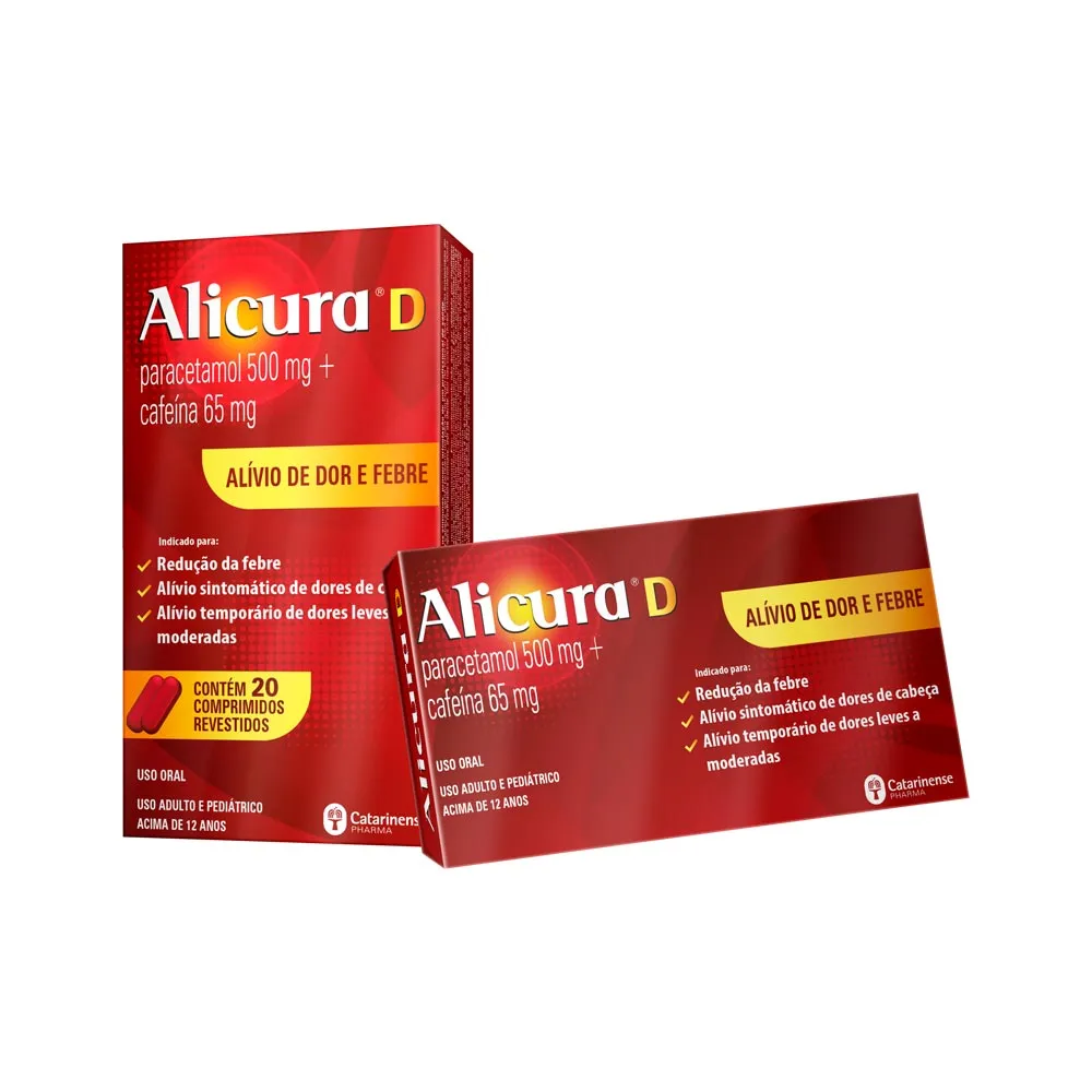 Alicura D Paracetamol 500mg + Caféina 65mg 20 Comprimidos Revestidos